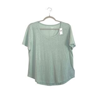 Gap Womens Linen Blend Mint Green Short Sleeve Scoop Neck Tee Size Small NWT